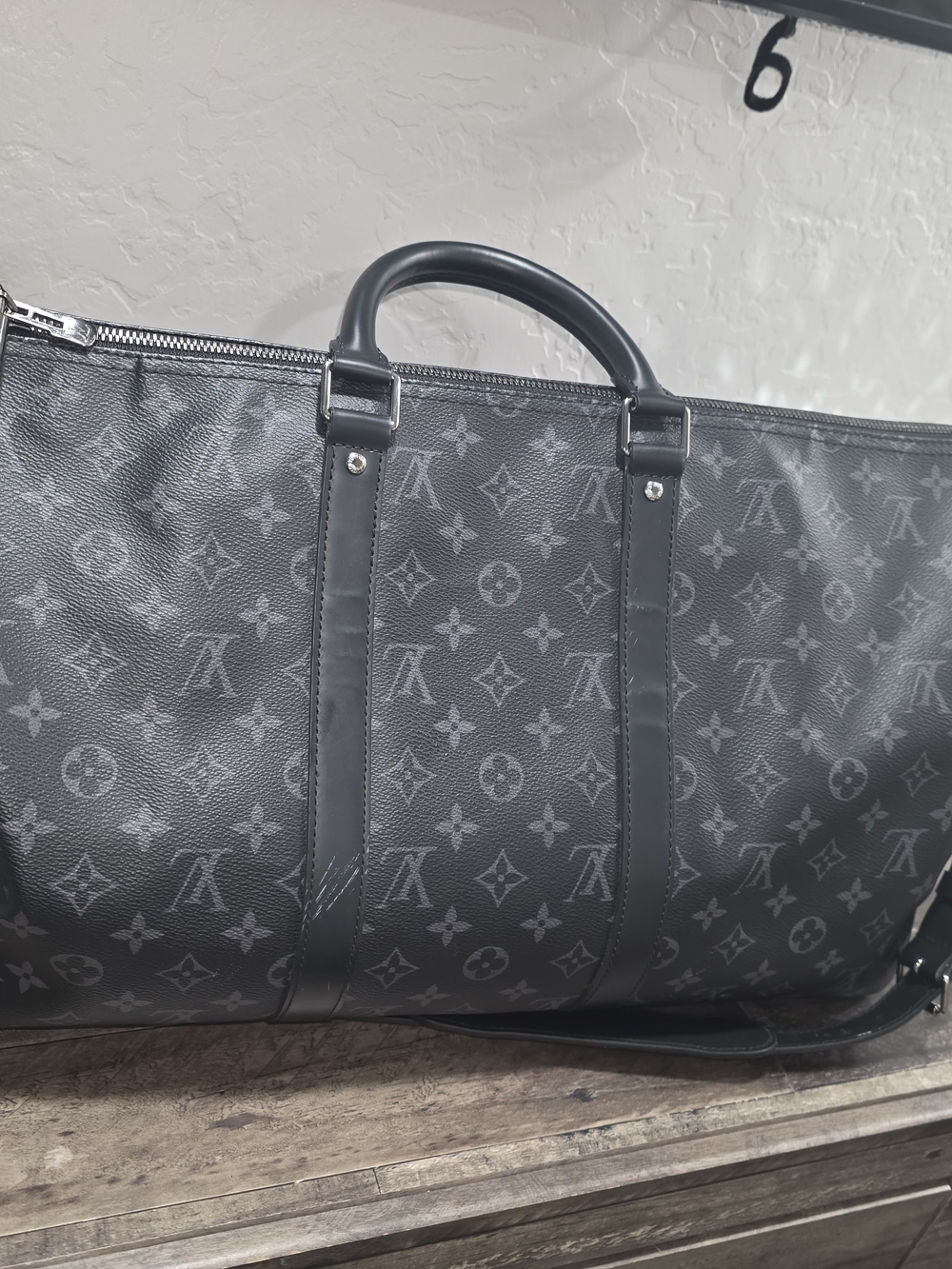 Louis Vuitton Black Monogram Keepall Bandoulliere Duffle Bag